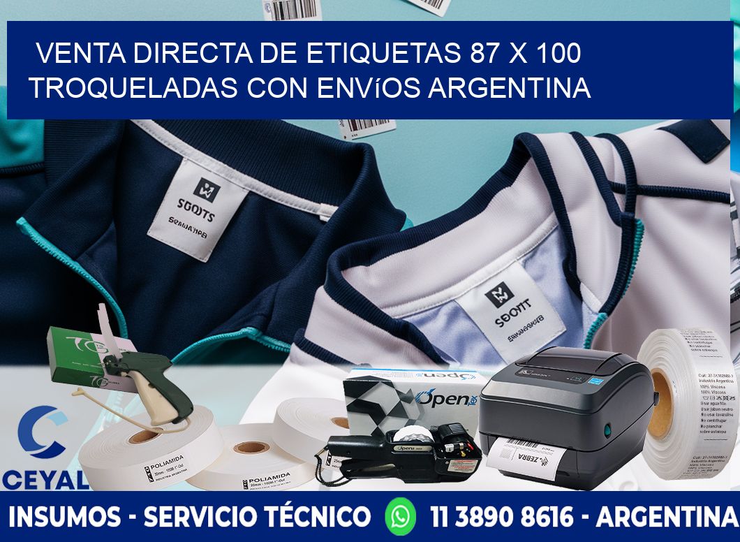 Venta directa de etiquetas 87 x 100 troqueladas con envíos Argentina
