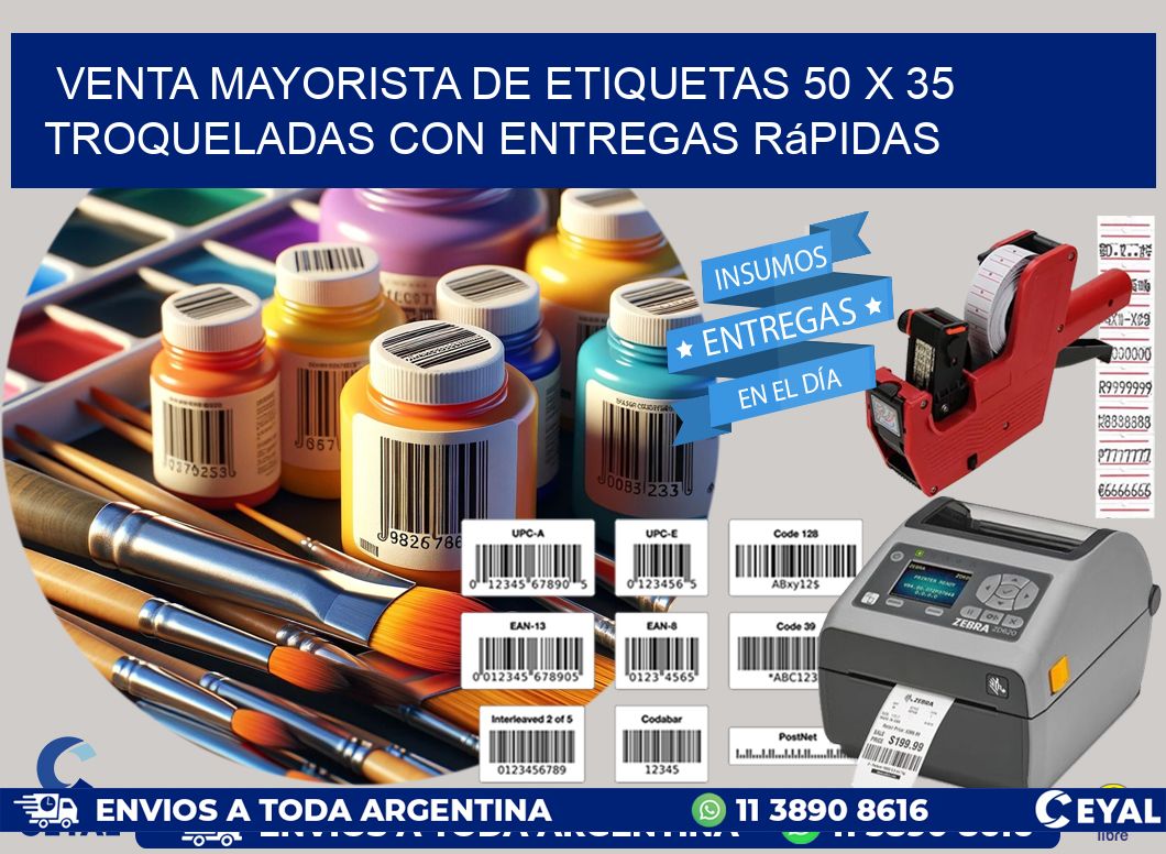 Venta mayorista de etiquetas 50 x 35 troqueladas con entregas rápidas