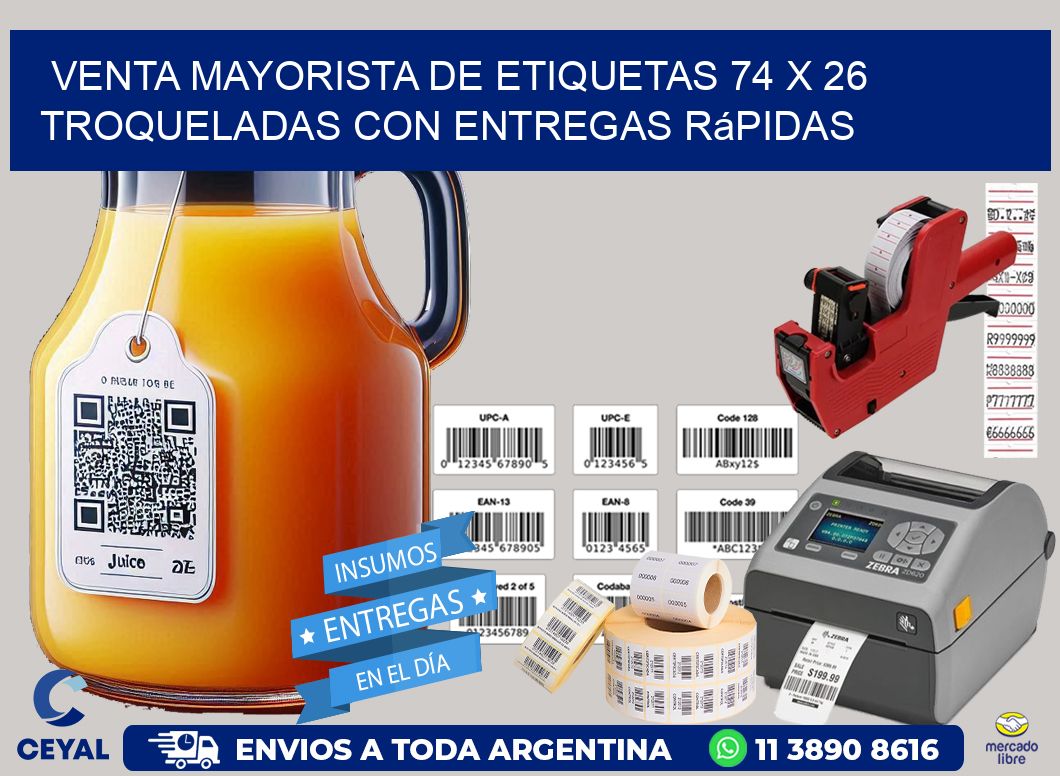 Venta mayorista de etiquetas 74 x 26 troqueladas con entregas rápidas