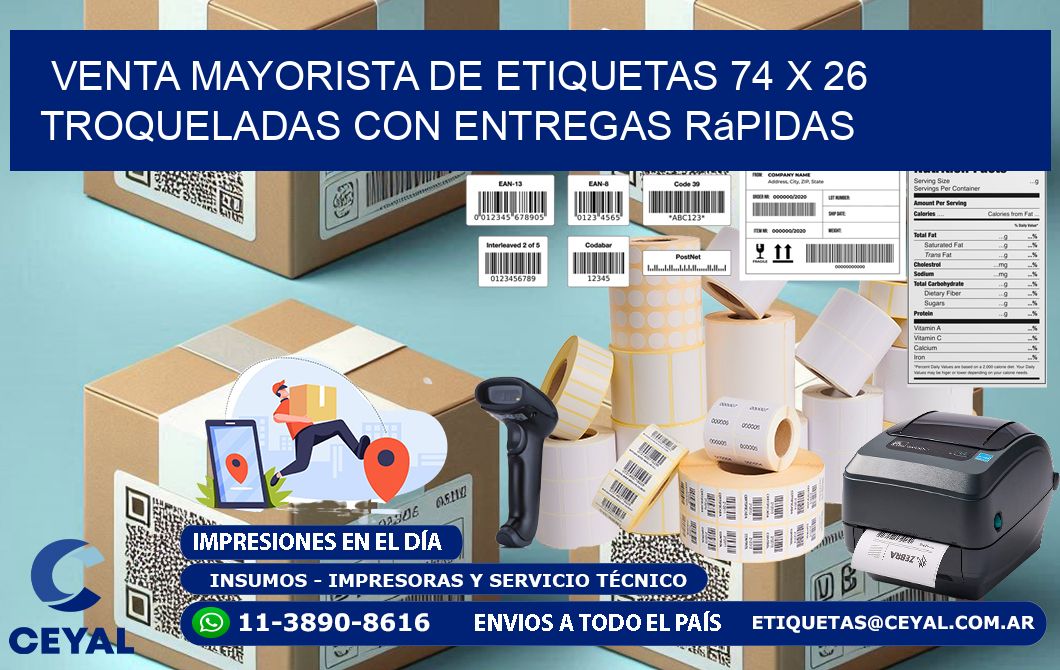 Venta mayorista de etiquetas 74 x 26 troqueladas con entregas rápidas