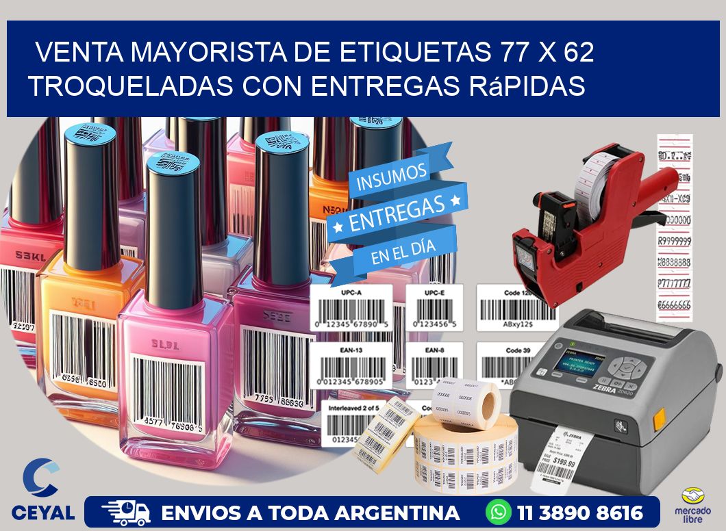 Venta mayorista de etiquetas 77 x 62 troqueladas con entregas rápidas
