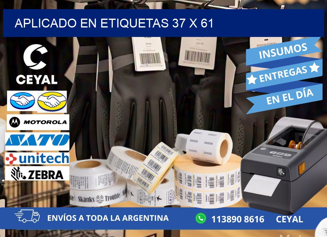 aplicado en etiquetas 37 x 61