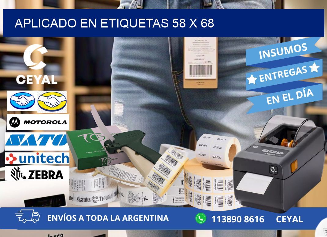 aplicado en etiquetas 58 x 68