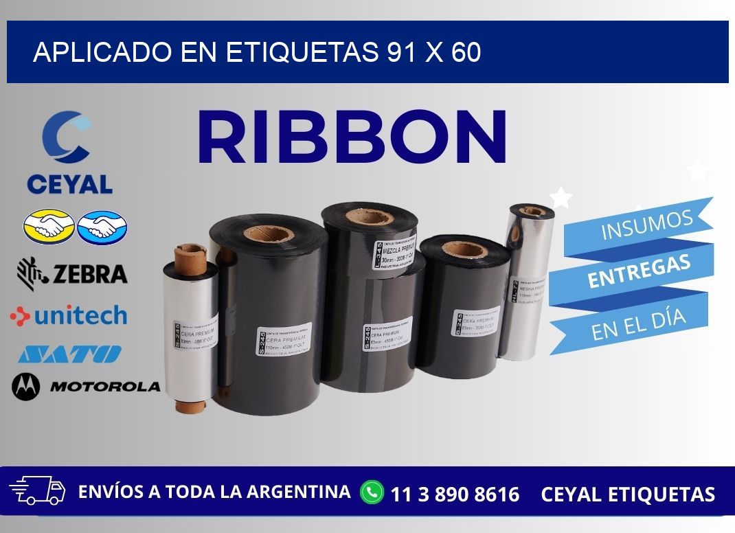 aplicado en etiquetas 91 x 60