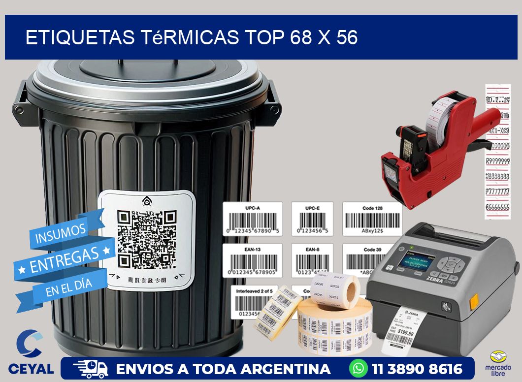 etiquetas Térmicas top 68 x 56