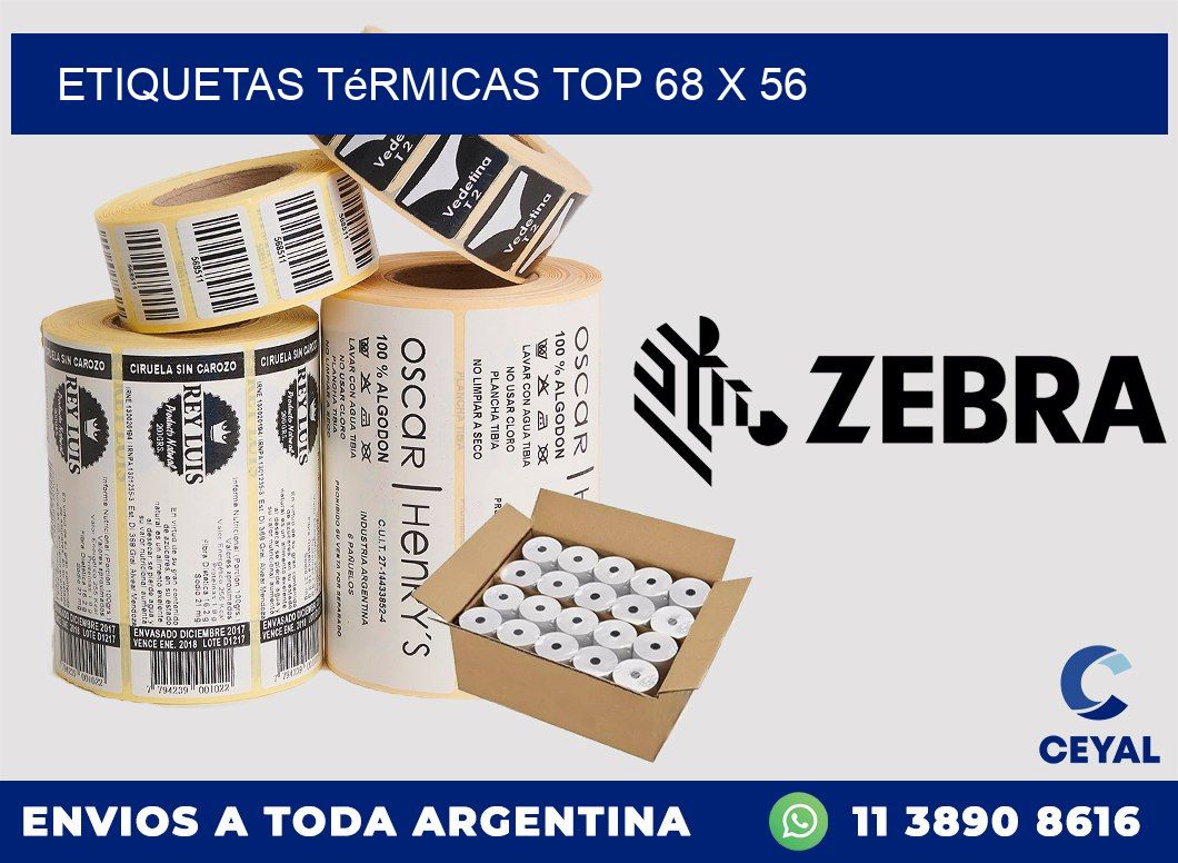 etiquetas Térmicas top 68 x 56