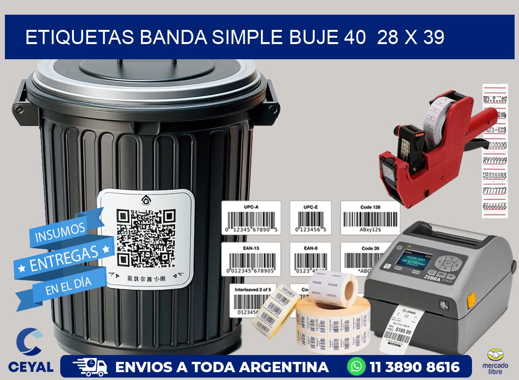 etiquetas banda simple buje 40  28 x 39