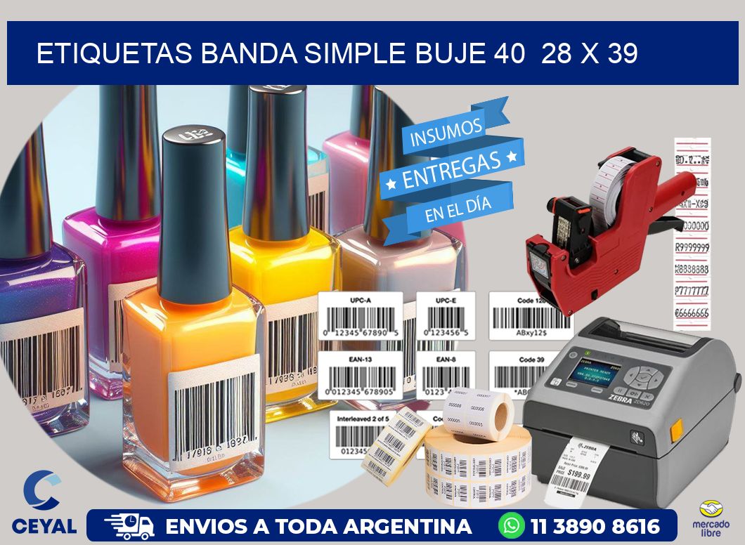 etiquetas banda simple buje 40  28 x 39