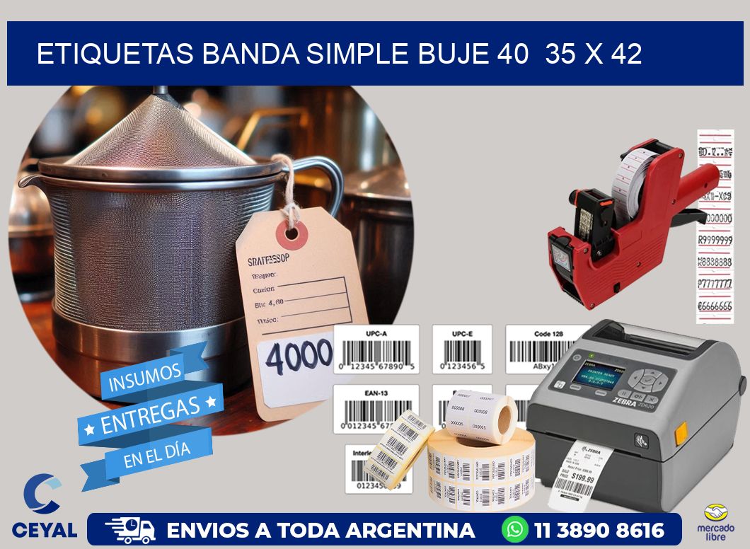 etiquetas banda simple buje 40  35 x 42