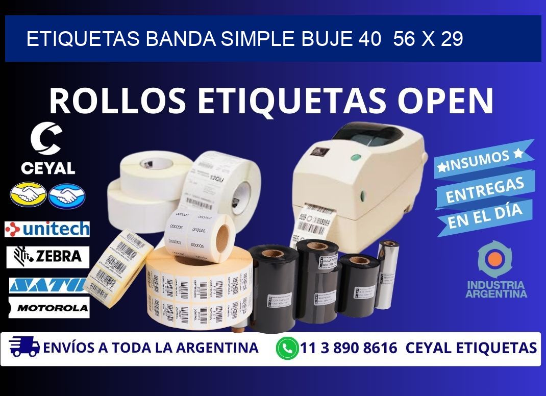 etiquetas banda simple buje 40  56 x 29
