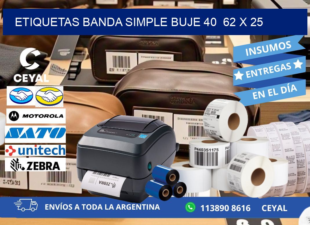 etiquetas banda simple buje 40  62 x 25