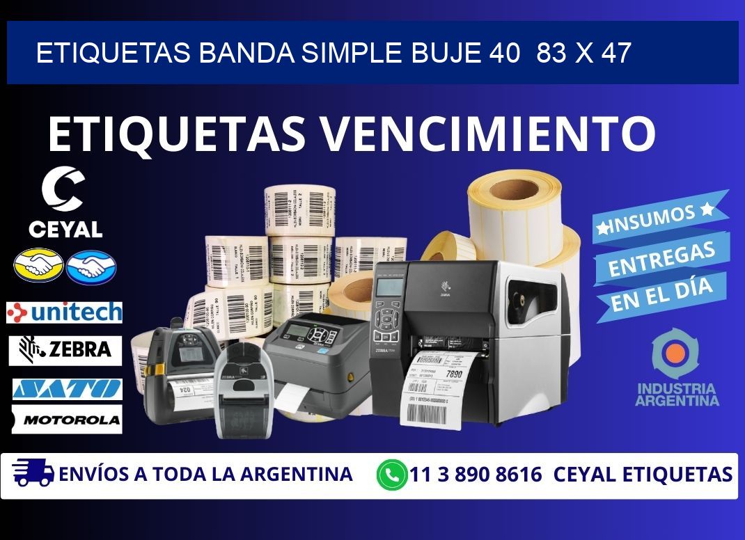 etiquetas banda simple buje 40  83 x 47