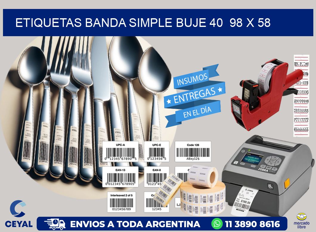 etiquetas banda simple buje 40  98 x 58