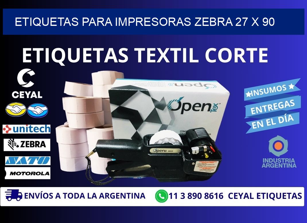 etiquetas para impresoras zebra 27 x 90