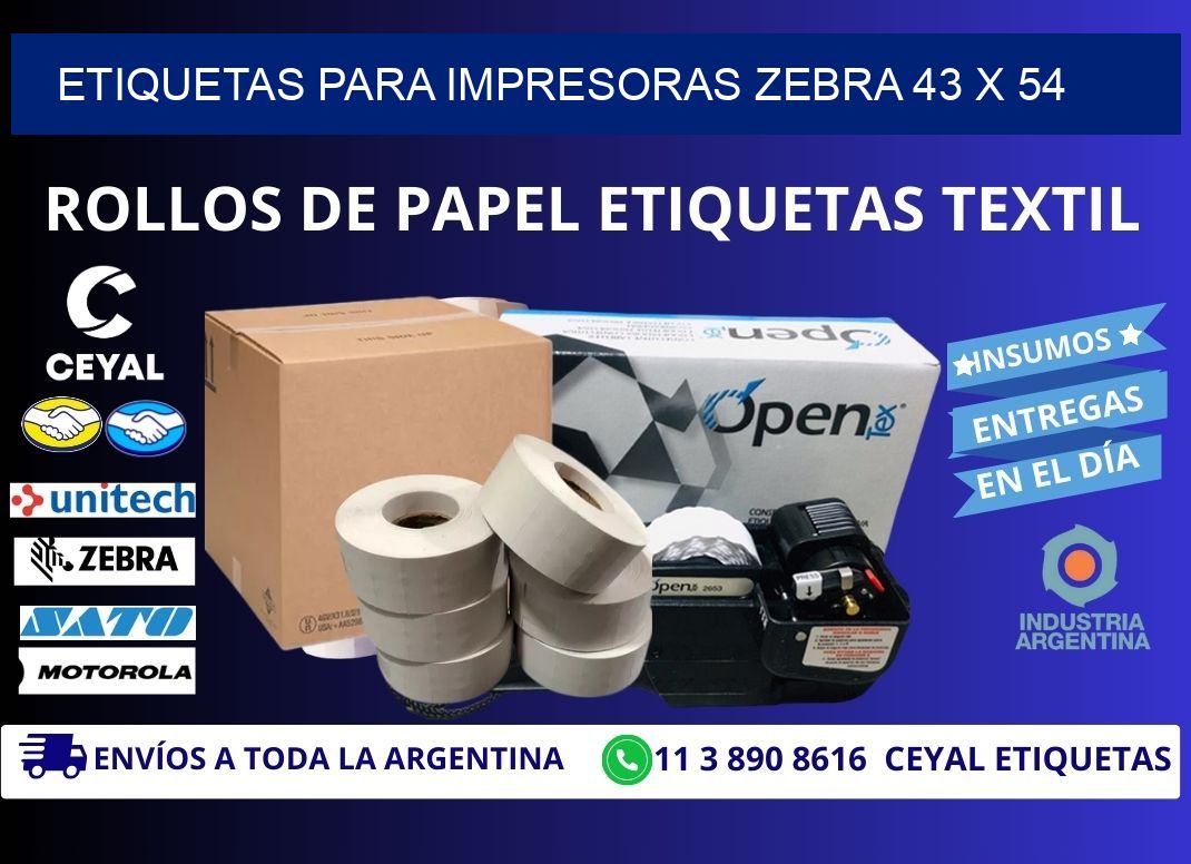 etiquetas para impresoras zebra 43 x 54
