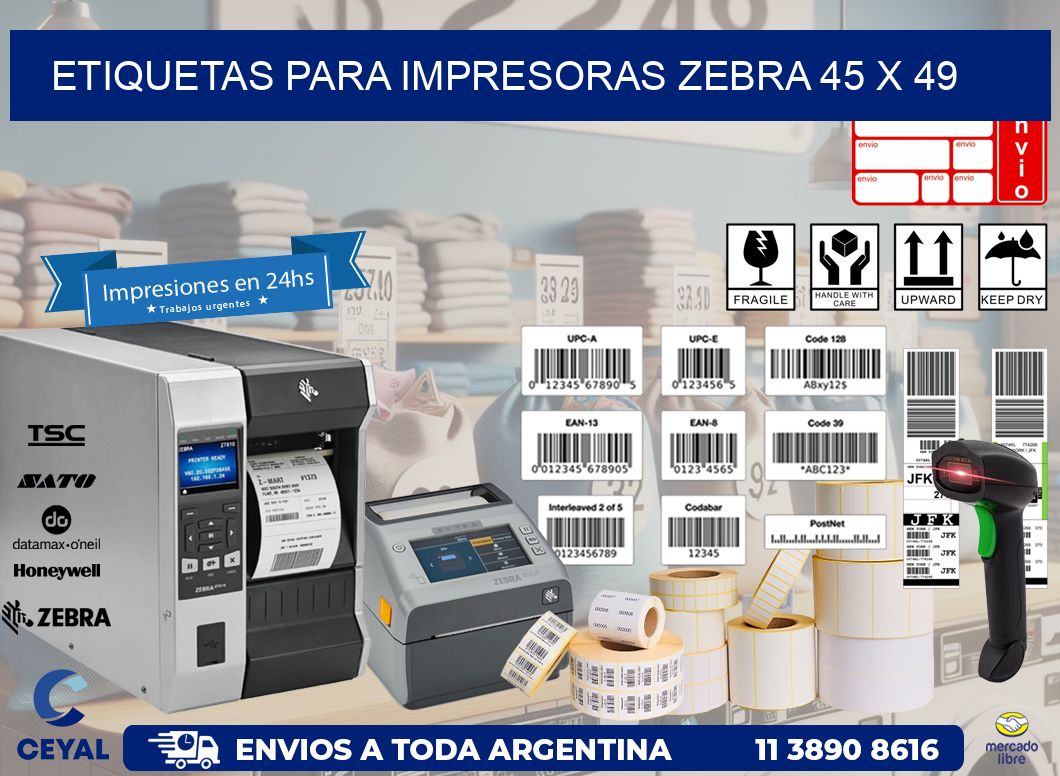 etiquetas para impresoras zebra 45 x 49