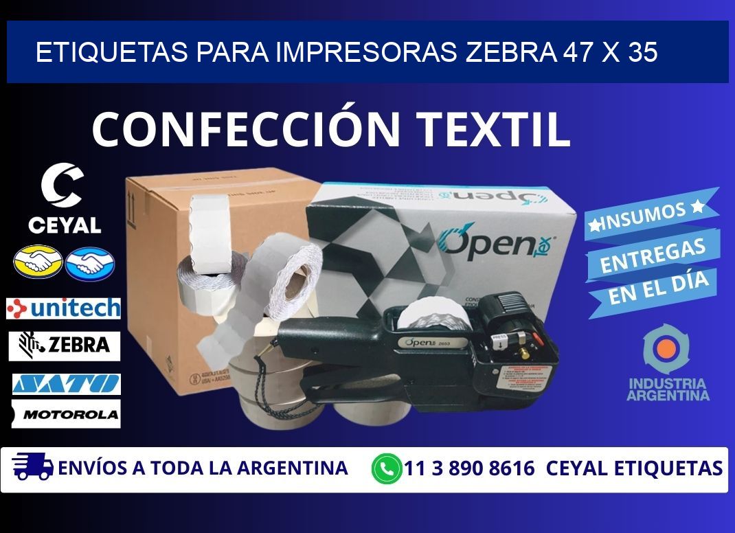 etiquetas para impresoras zebra 47 x 35