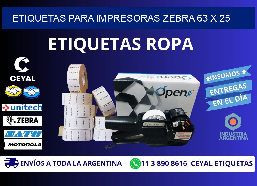 etiquetas para impresoras zebra 63 x 25