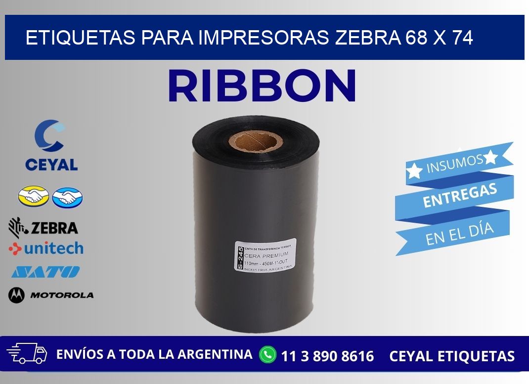 etiquetas para impresoras zebra 68 x 74