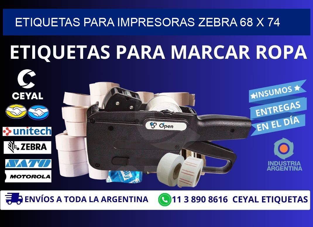 etiquetas para impresoras zebra 68 x 74