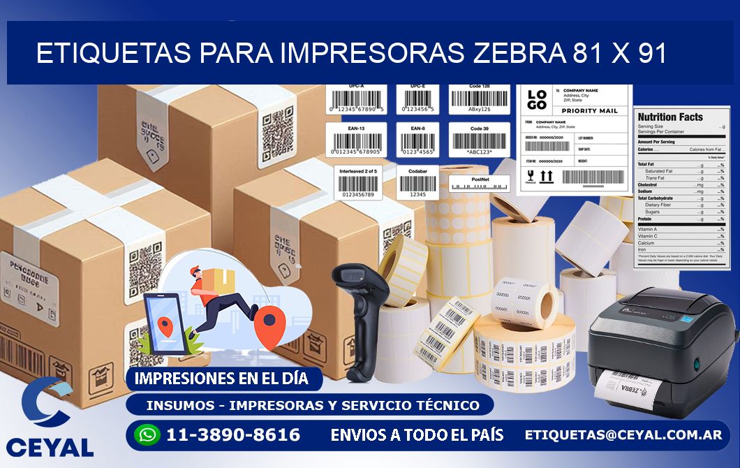 etiquetas para impresoras zebra 81 x 91