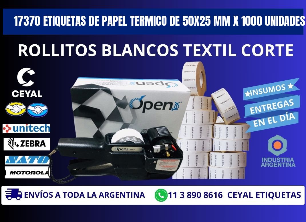 17370 Etiquetas De Papel Termico De 50x25 Mm X 1000 Unidades
