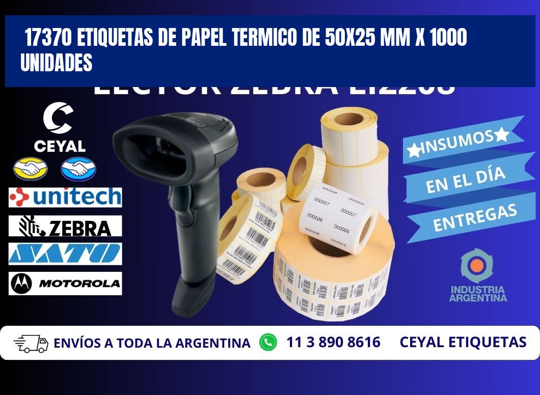 17370 Etiquetas De Papel Termico De 50x25 Mm X 1000 Unidades