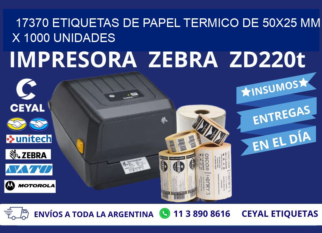 17370 Etiquetas De Papel Termico De 50×25 Mm X 1000 Unidades