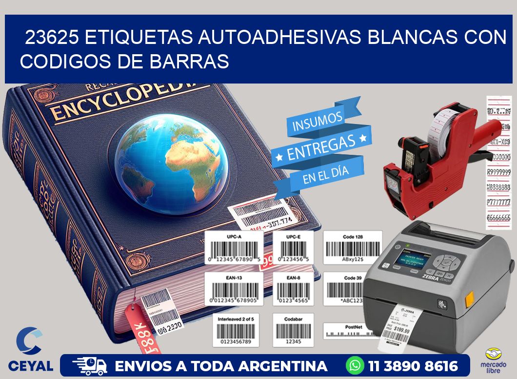 23625 etiquetas autoadhesivas blancas con codigos de barras