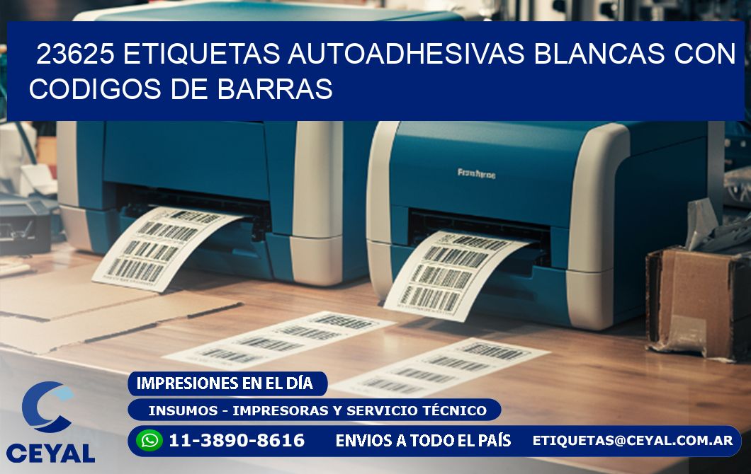 23625 etiquetas autoadhesivas blancas con codigos de barras