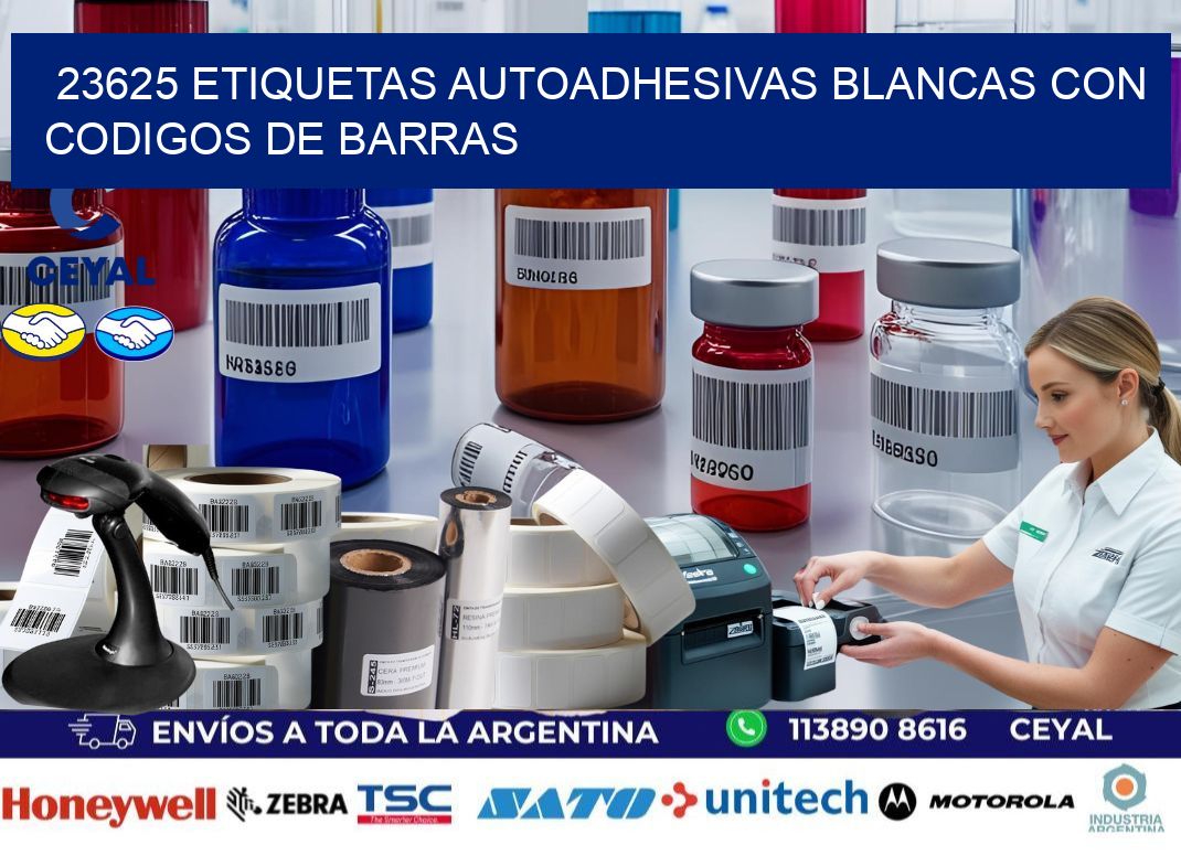 23625 etiquetas autoadhesivas blancas con codigos de barras