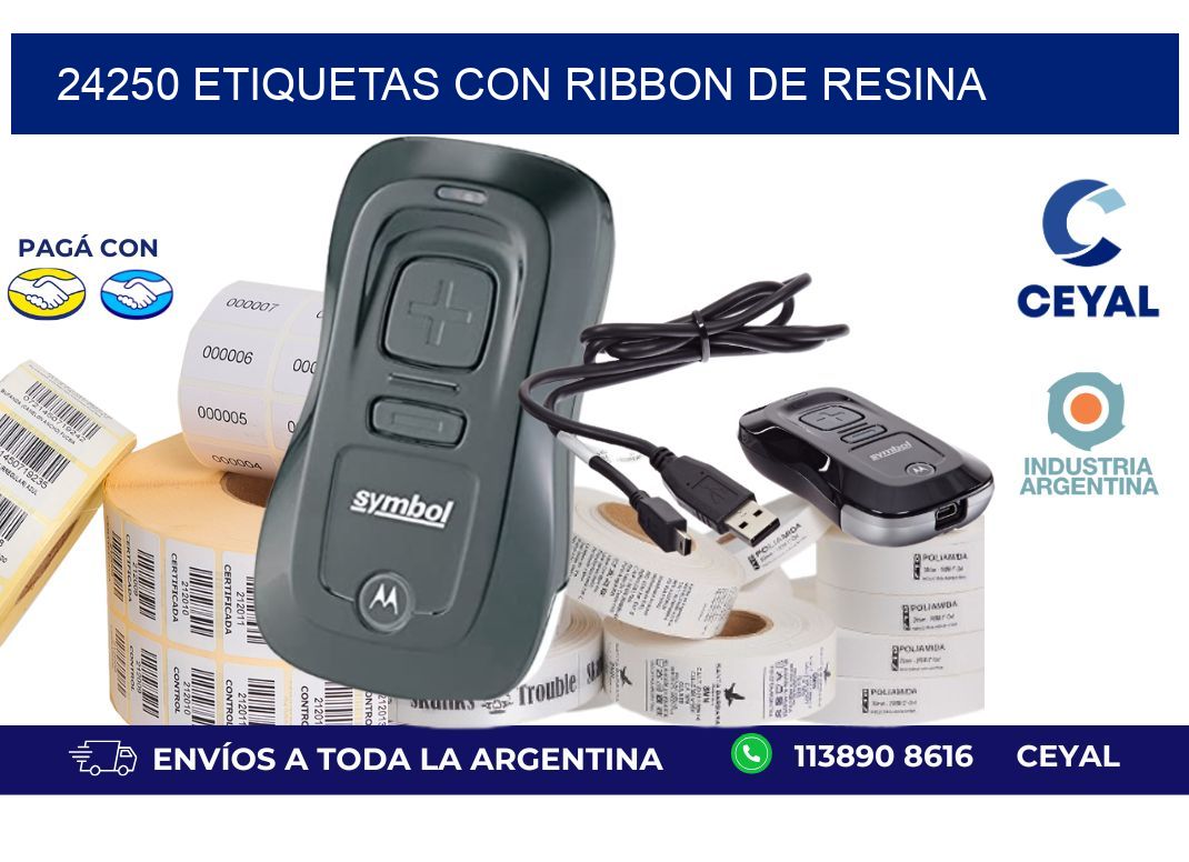 24250 etiquetas con ribbon de resina