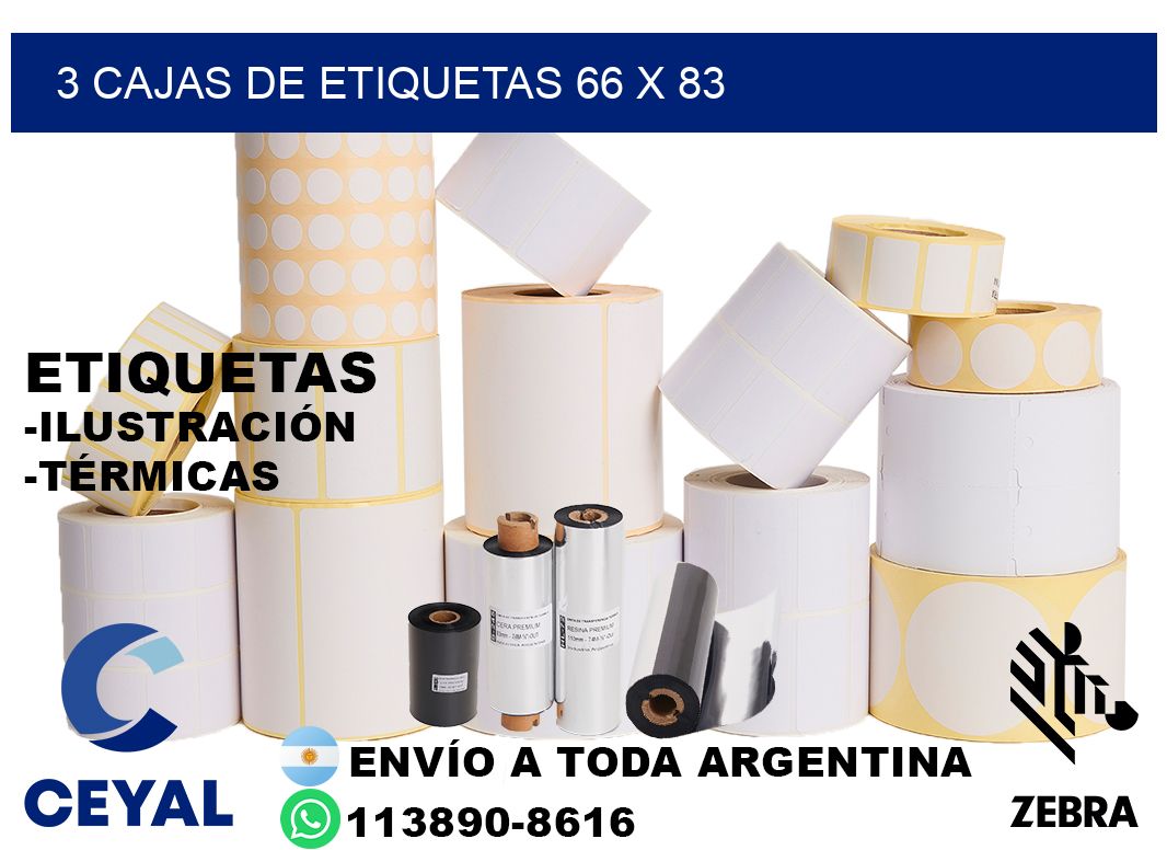 3 cajas de etiquetas 66 x 83