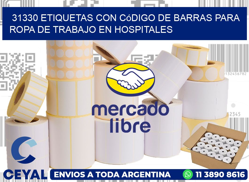 31330 Etiquetas con código de barras para ropa de trabajo en hospitales