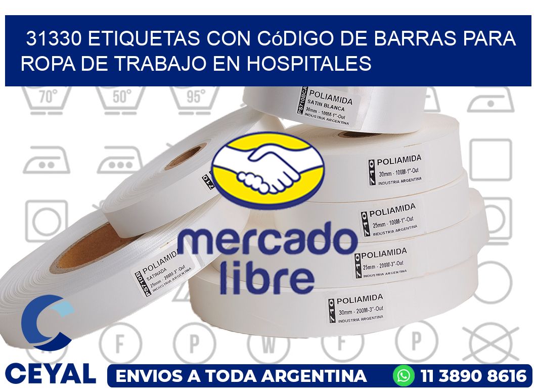 31330 Etiquetas con código de barras para ropa de trabajo en hospitales