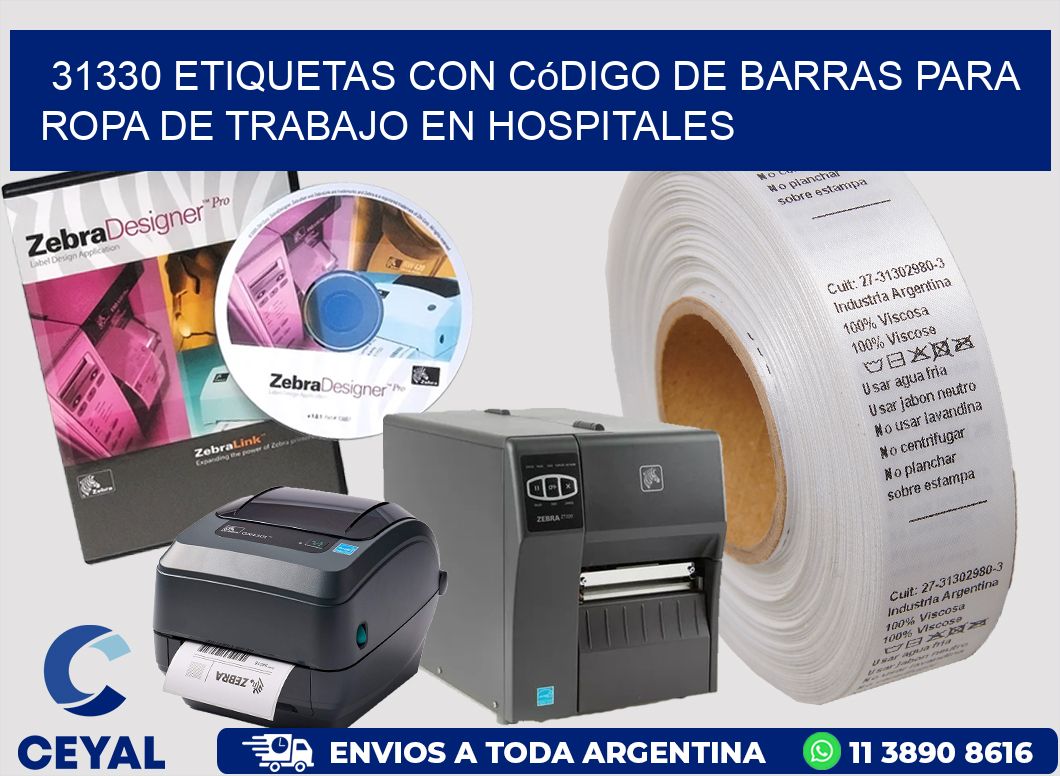 31330 Etiquetas con código de barras para ropa de trabajo en hospitales