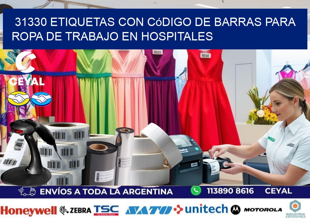 31330 Etiquetas con código de barras para ropa de trabajo en hospitales
