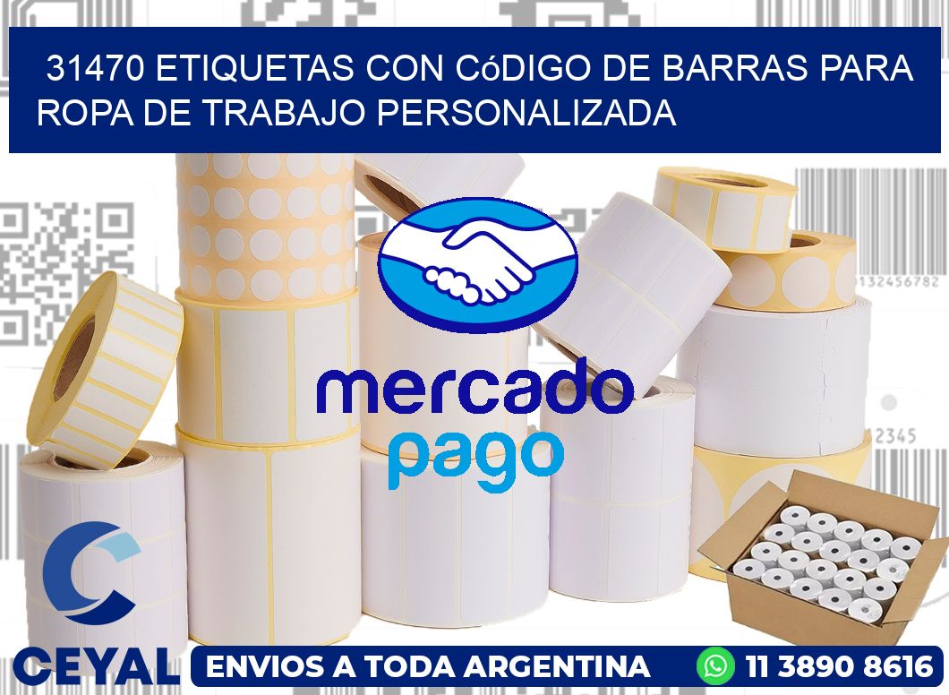 31470 Etiquetas con código de barras para ropa de trabajo personalizada