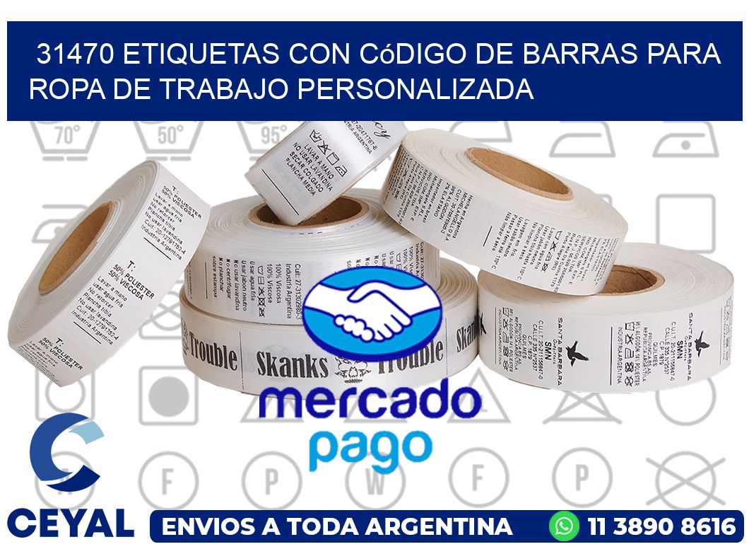 31470 Etiquetas con código de barras para ropa de trabajo personalizada