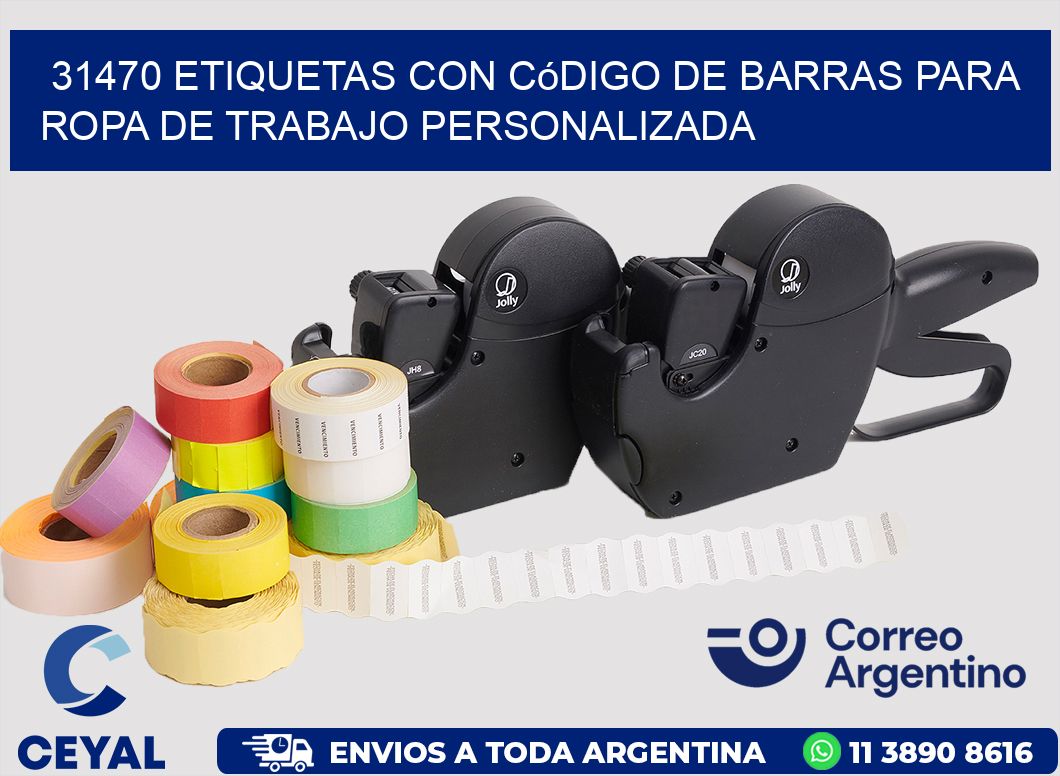 31470 Etiquetas con código de barras para ropa de trabajo personalizada