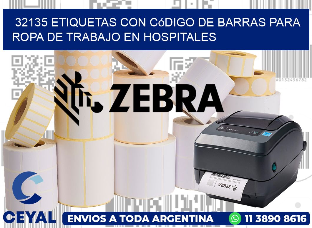 32135 Etiquetas con código de barras para ropa de trabajo en hospitales