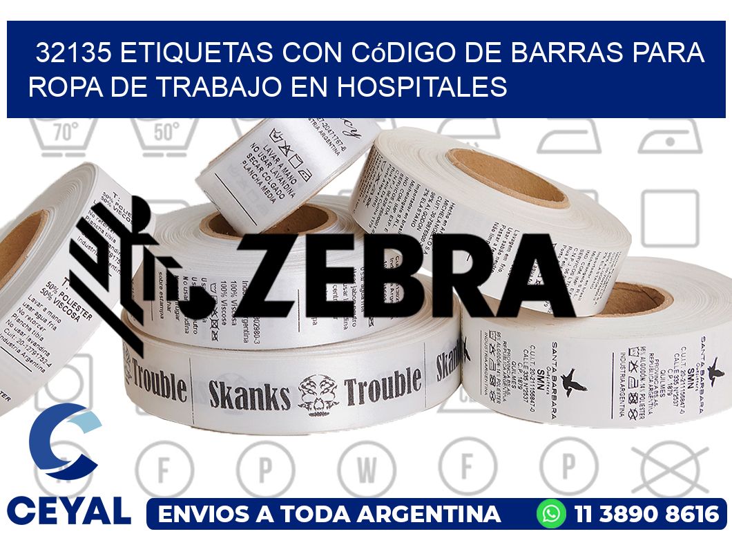32135 Etiquetas con código de barras para ropa de trabajo en hospitales