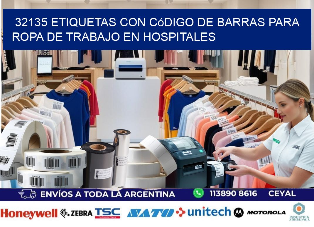 32135 Etiquetas con código de barras para ropa de trabajo en hospitales