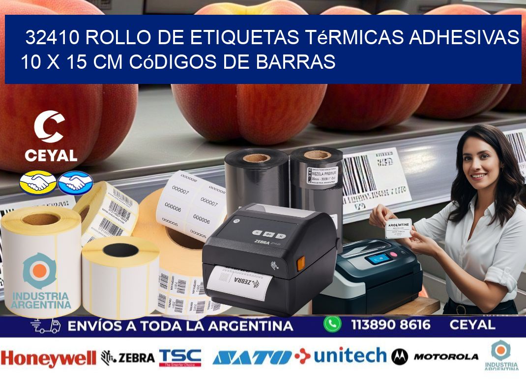 32410 Rollo de Etiquetas Térmicas Adhesivas 10 x 15 cm Códigos de Barras