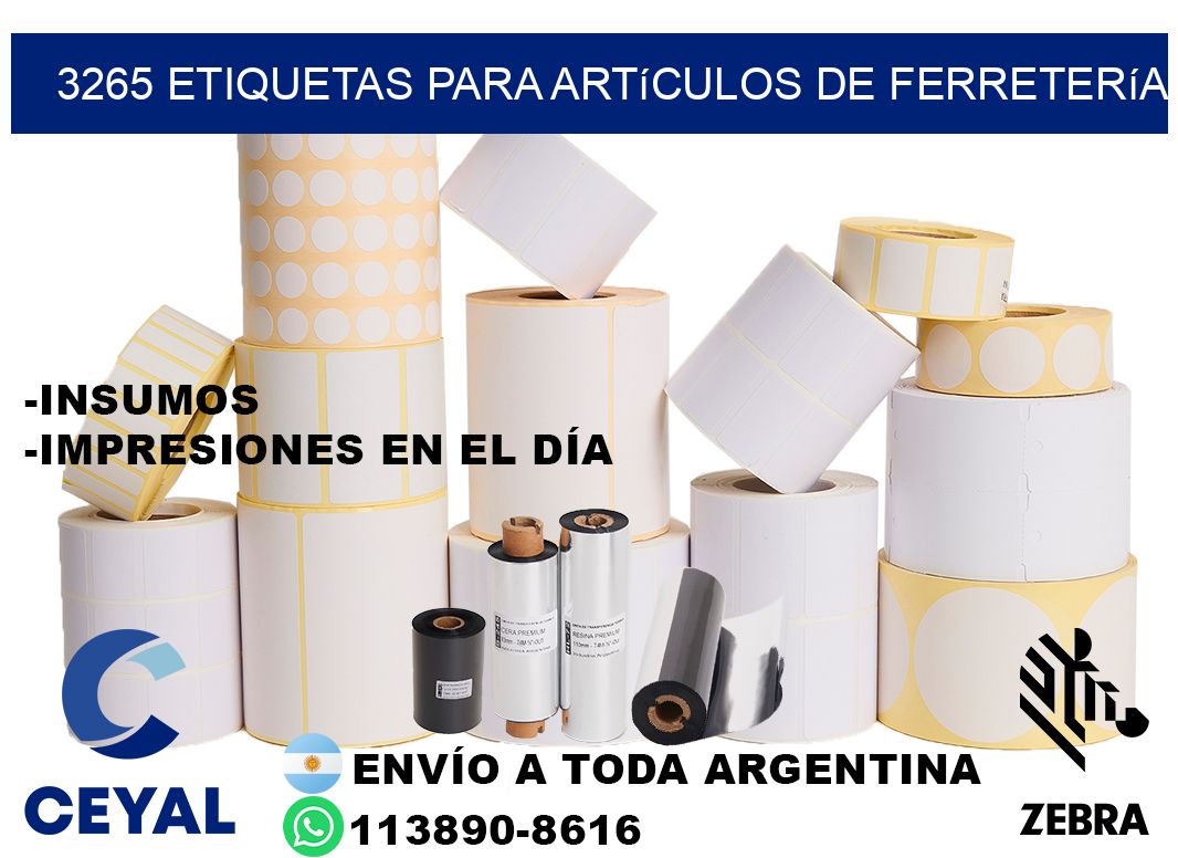 3265 Etiquetas para artículos de ferretería