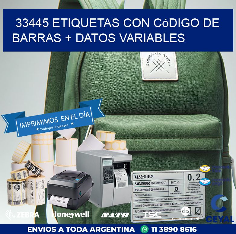 33445 etiquetas con código de barras + datos variables