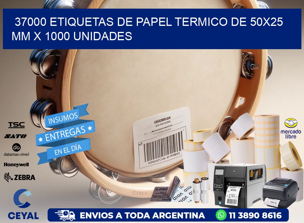 37000 Etiquetas De Papel Termico De 50x25 Mm X 1000 Unidades