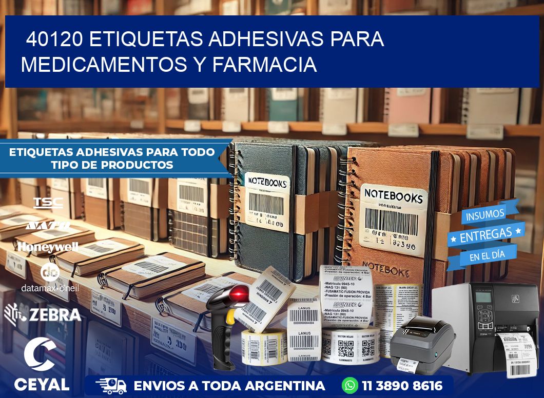 40120 Etiquetas adhesivas para medicamentos y farmacia