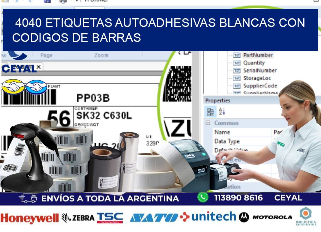 4040 etiquetas autoadhesivas blancas con codigos de barras