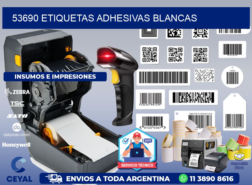 53690 etiquetas adhesivas blancas